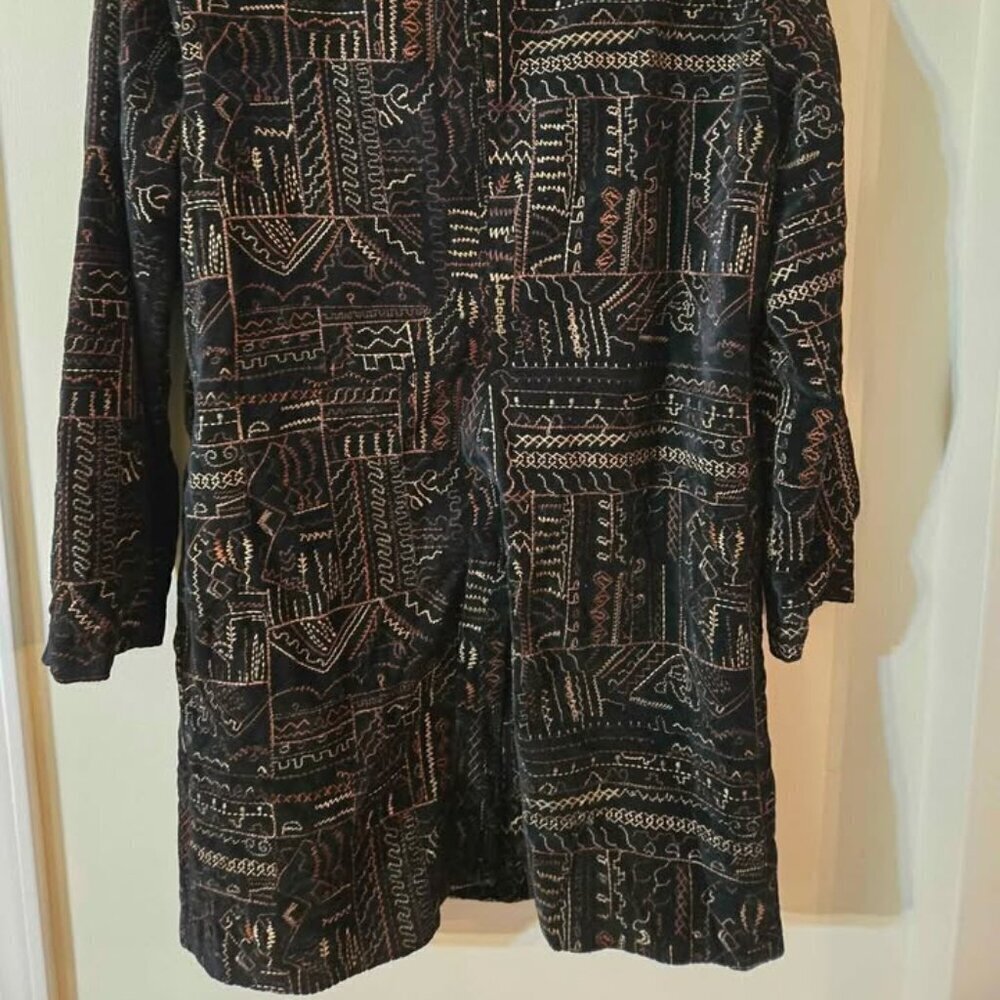 Chico's Size 1/Size Medium Black Velvet Stitched Jacket - Picture 7 of 7